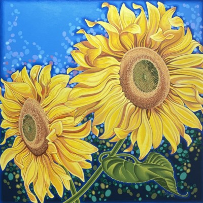 Sunflowers Glory by Vanya Ryan 36x36 Acrylic on Gallery Stretched Canvas