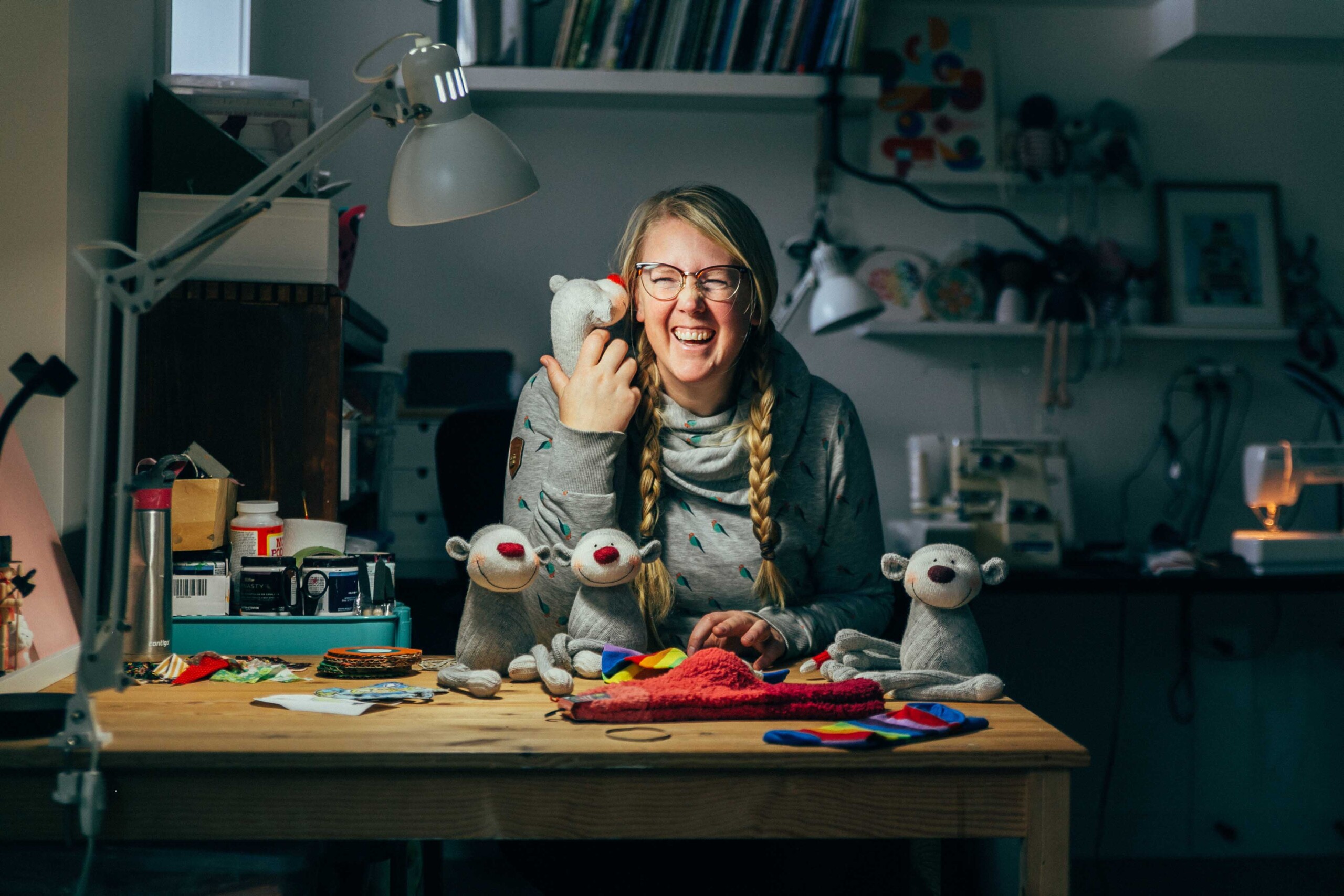Artist Amber Van Andel in her studio