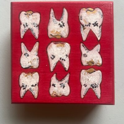 Red Mixed Media Tooth Trinket Box