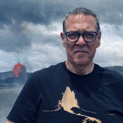 Michael R. Cavitt in front of a lava fountain at the Kilauea eruption, episode 51